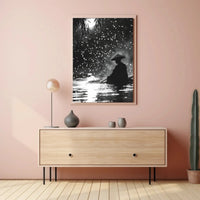 Black and White Tranquil Scene Cultural Heritage Poster PosterGoat