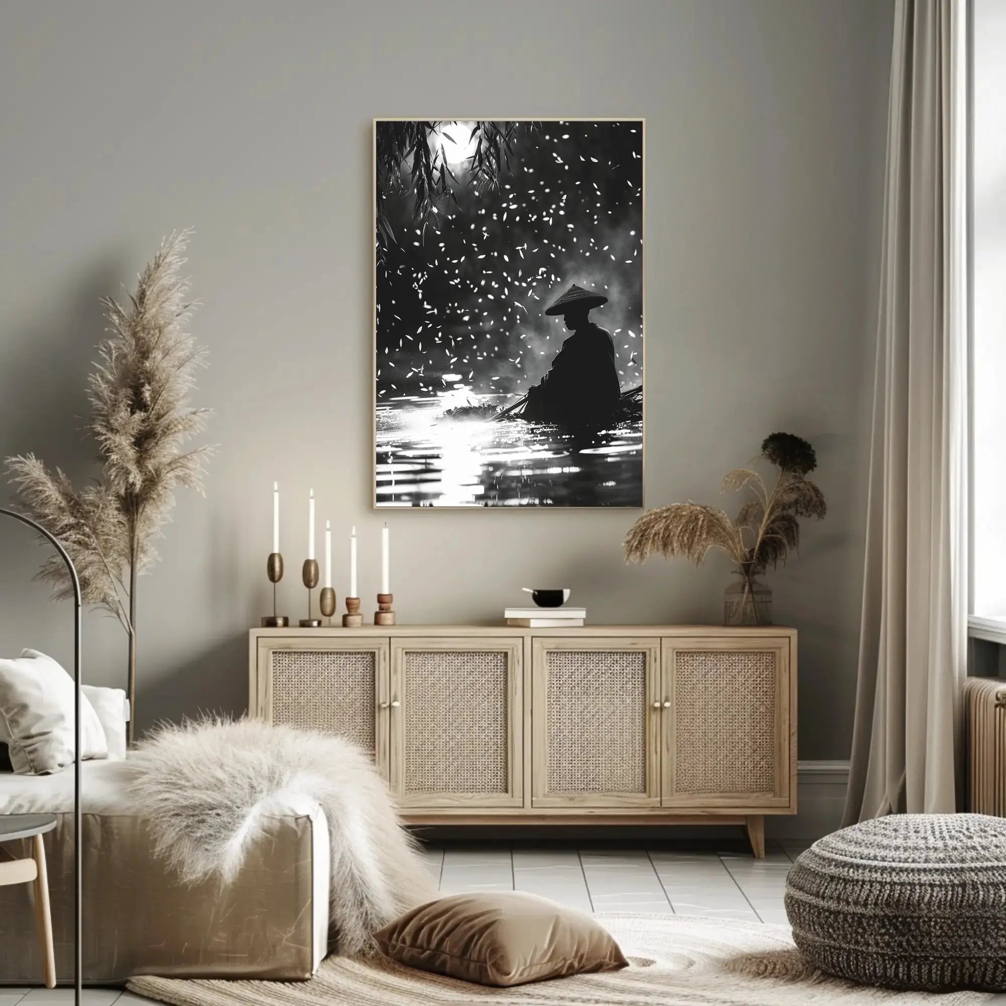 Black and White Tranquil Scene Cultural Heritage Poster PosterGoat