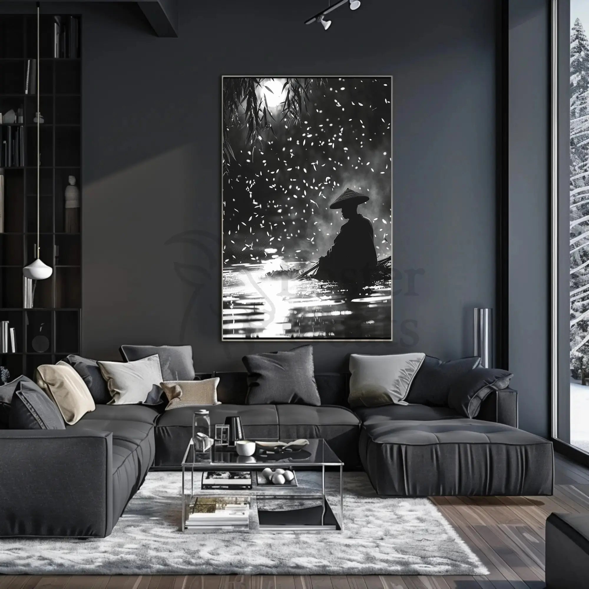 Black and White Tranquil Scene Cultural Heritage Poster PosterGoat