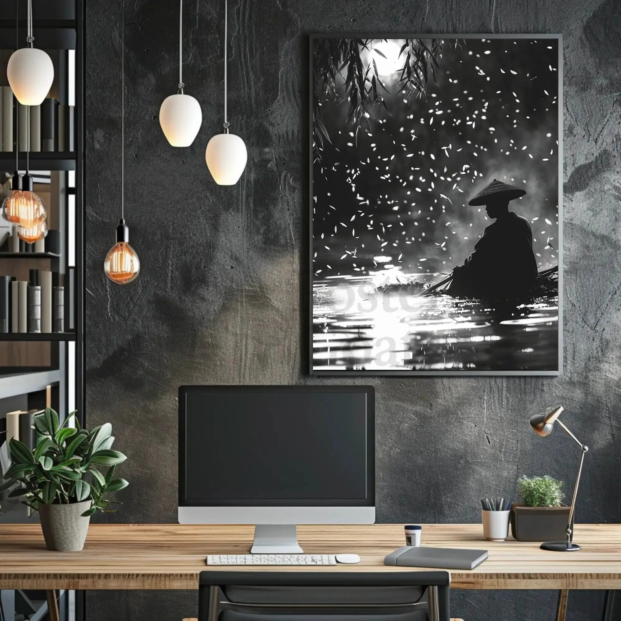 Black and White Tranquil Scene Cultural Heritage Poster PosterGoat