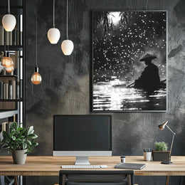 Black and White Tranquil Scene Cultural Heritage Poster PosterGoat