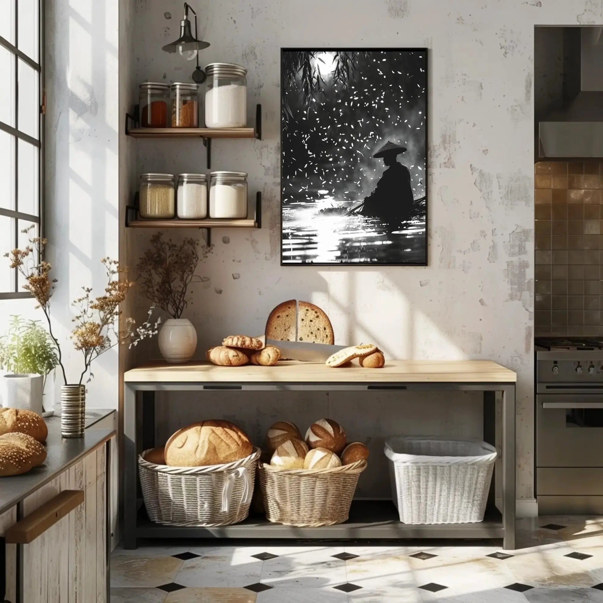 Black and White Tranquil Scene Cultural Heritage Poster PosterGoat
