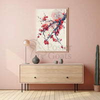 Blossoming Plum Branch East Asian Artistic Poster PosterGoat