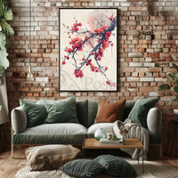 Blossoming Plum Branch East Asian Artistic Poster PosterGoat