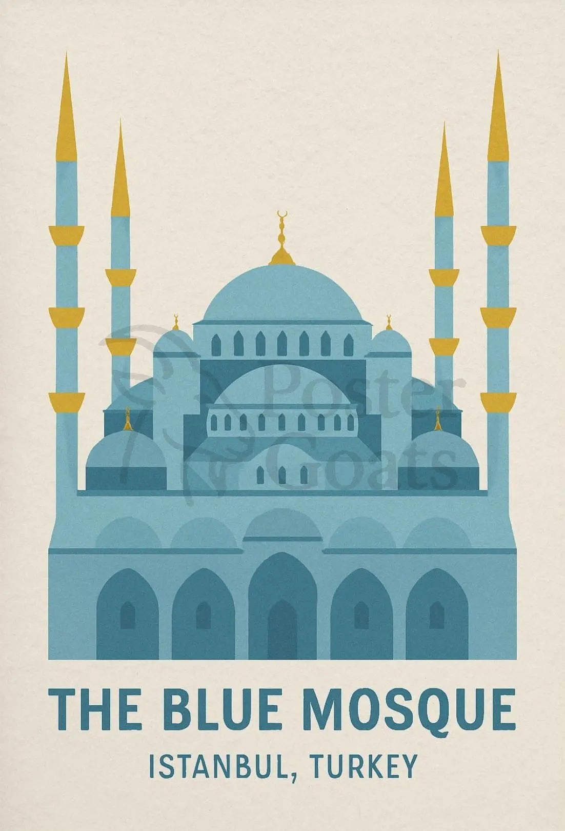Blue Mosque Istanbul Geometric Illustration Travel Poster PosterGoat
