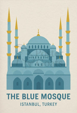 Blue Mosque Istanbul Geometric Illustration Travel Poster PosterGoat