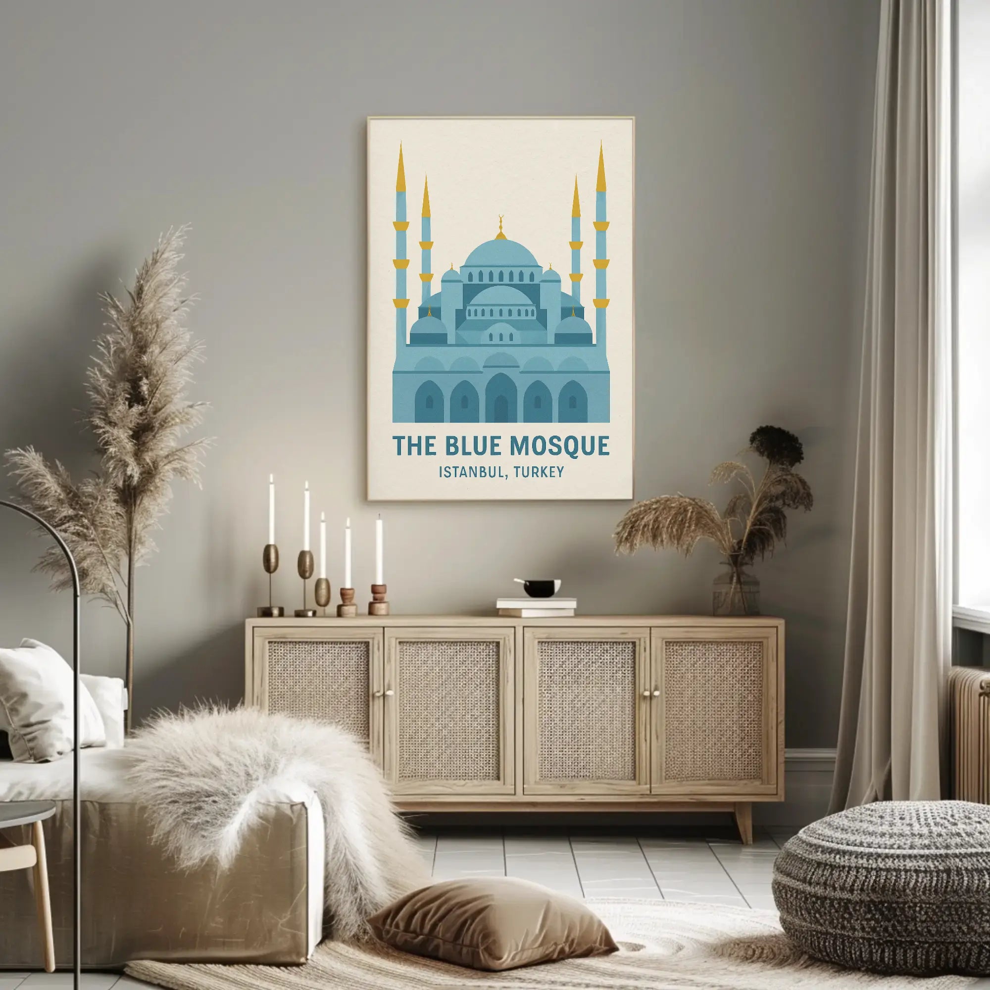 Blue Mosque Istanbul Geometric Illustration Travel Poster PosterGoat