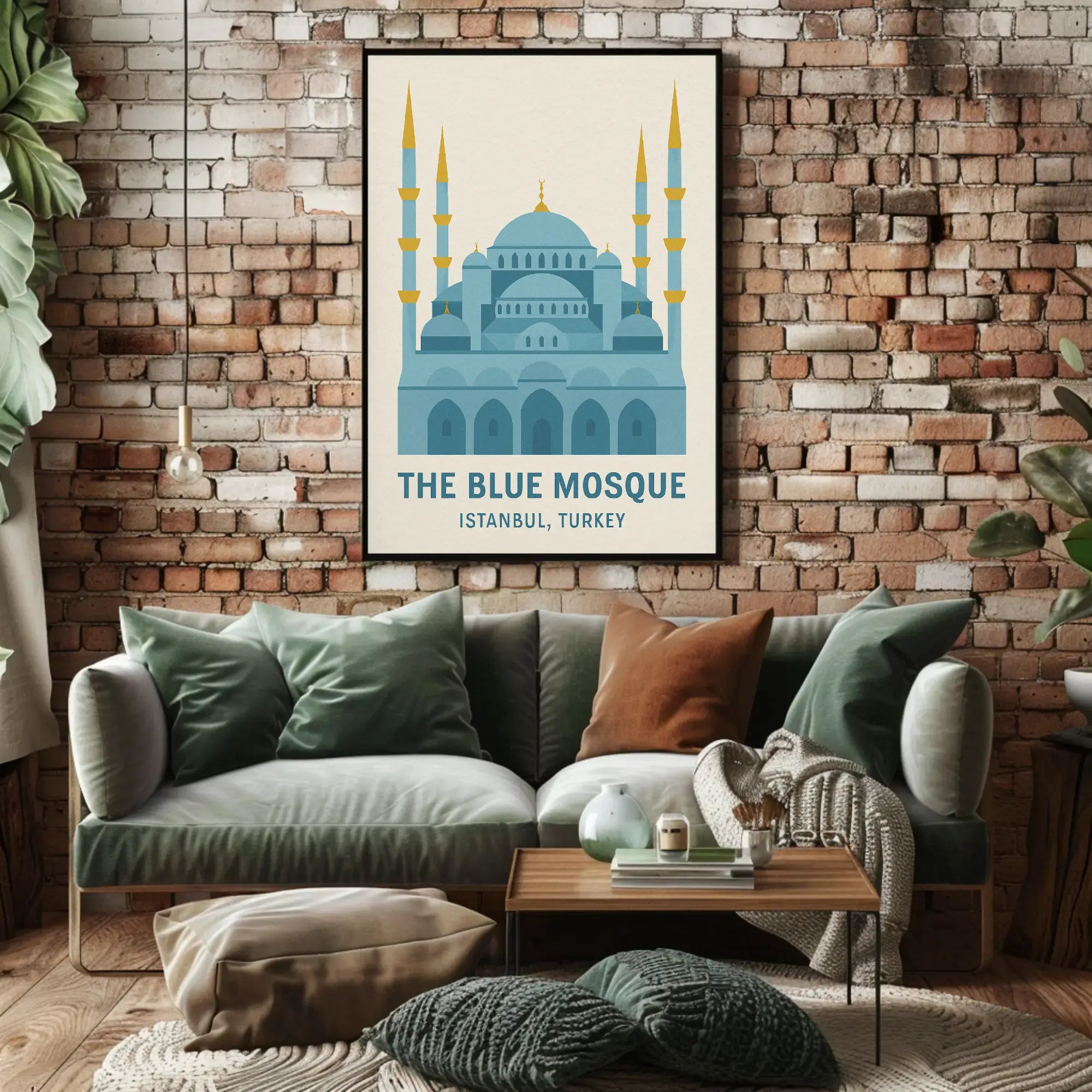 Blue Mosque Istanbul Geometric Illustration Travel Poster PosterGoat
