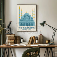 Blue Mosque Istanbul Geometric Illustration Travel Poster PosterGoat