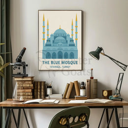 Blue Mosque Istanbul Geometric Illustration Travel Poster PosterGoat
