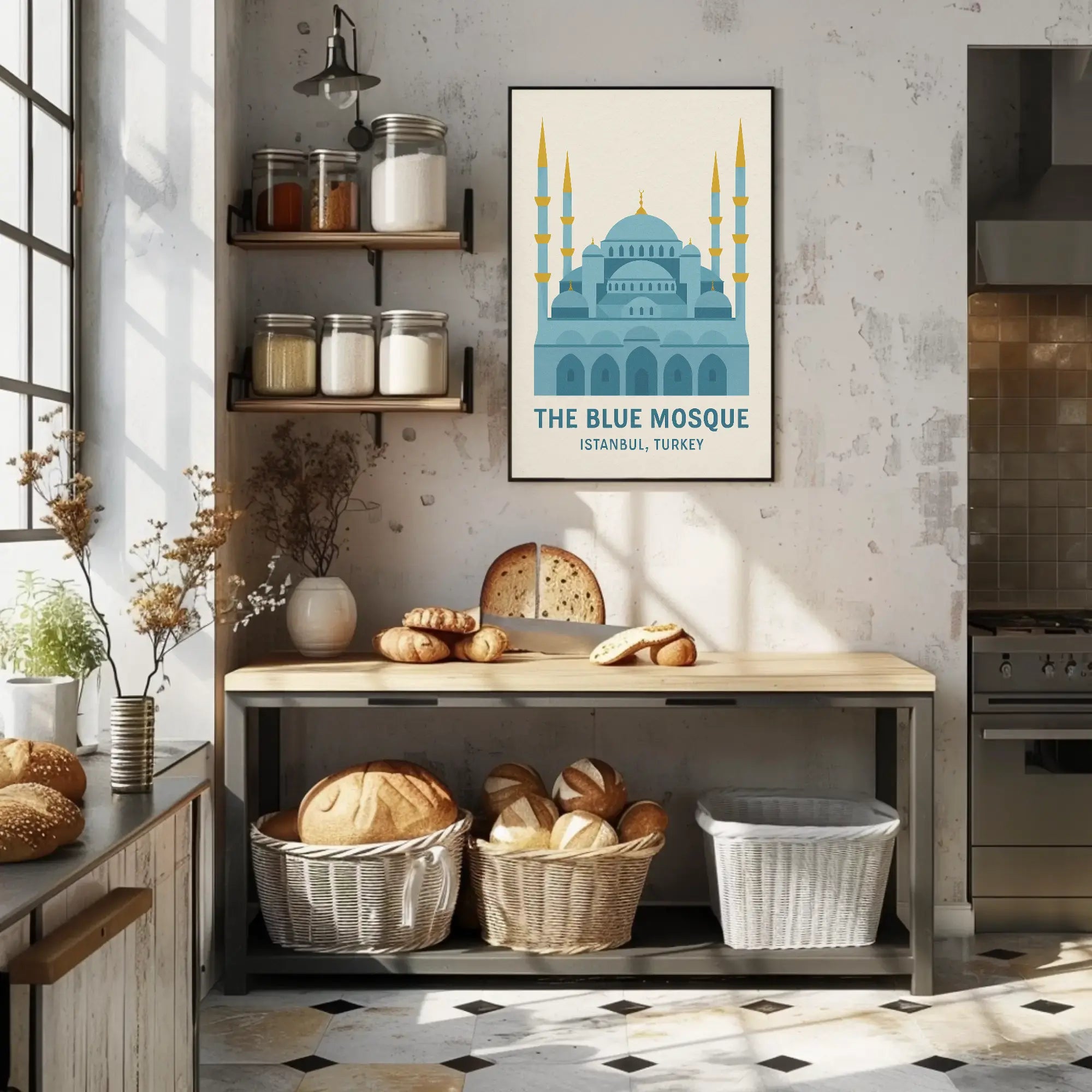 Blue Mosque Istanbul Geometric Illustration Travel Poster PosterGoat
