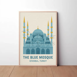Blue Mosque Istanbul Geometric Illustration Travel Poster PosterGoat