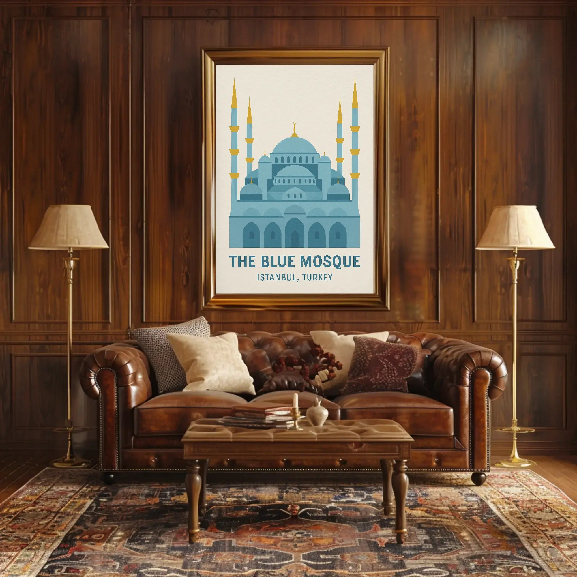 Blue Mosque Istanbul Geometric Illustration Travel Poster PosterGoat
