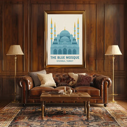 Blue Mosque Istanbul Geometric Illustration Travel Poster PosterGoat