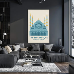 Blue Mosque Istanbul Geometric Illustration Travel Poster PosterGoat