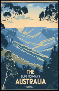 Blue Mountains Adventure Vintage Australian Travel Poster PosterGoat