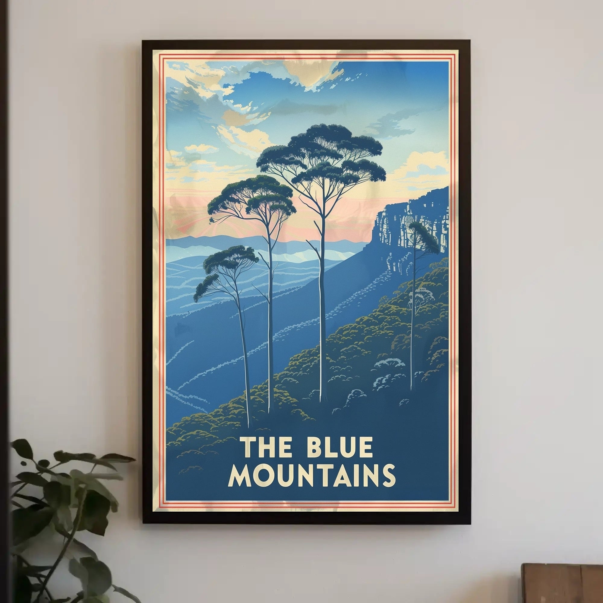 Blue Mountains Vintage Travel Poster PosterGoat