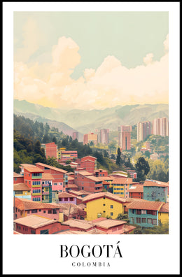Bogotá's Vibrant Cityscape Against Green Mountains Urban Poster PosterGoat