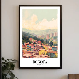 Bogotá's Vibrant Cityscape Against Green Mountains Urban Poster PosterGoat