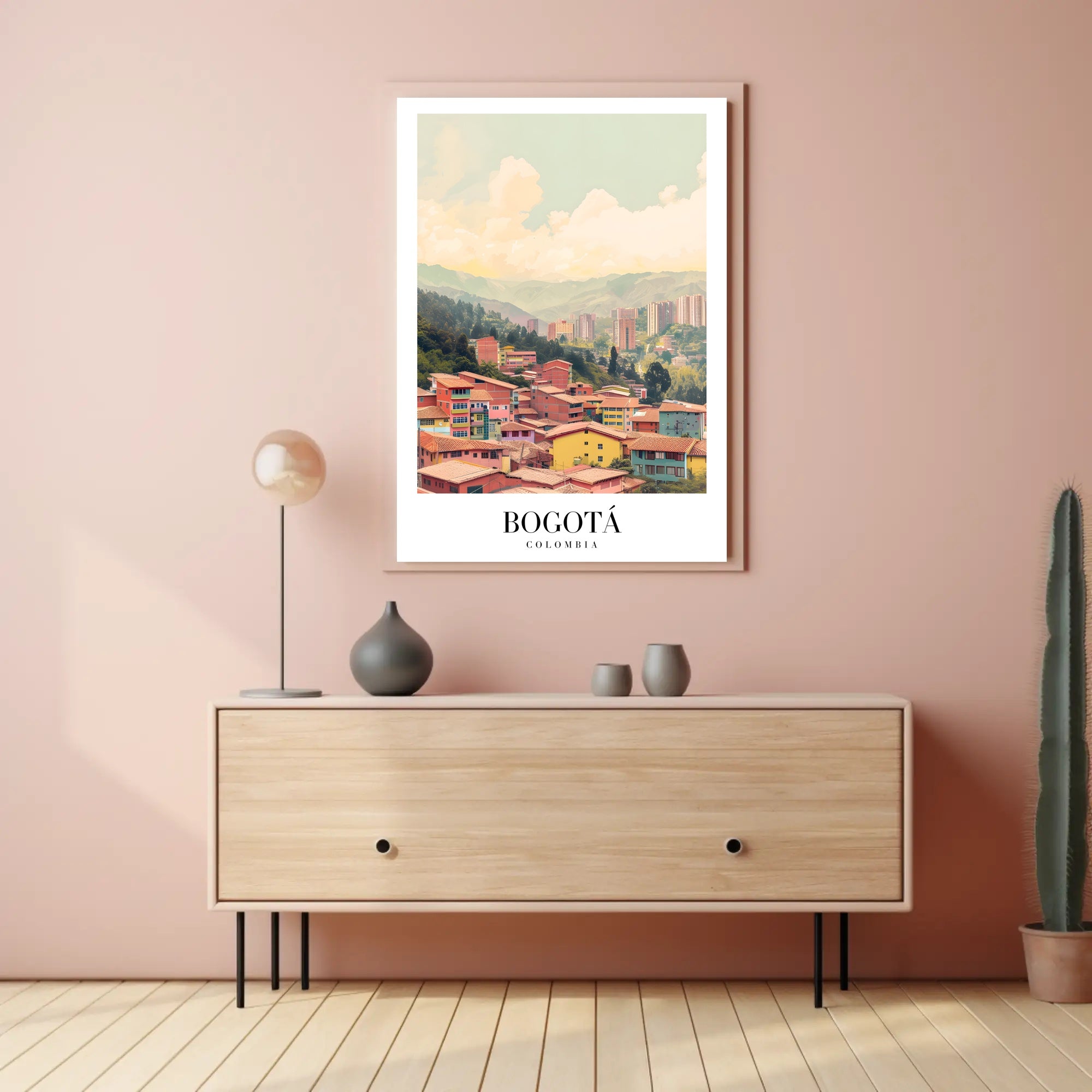 Bogotá's Vibrant Cityscape Against Green Mountains Urban Poster PosterGoat