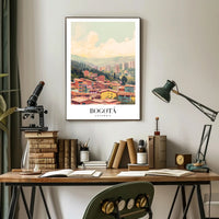 Bogotá's Vibrant Cityscape Against Green Mountains Urban Poster PosterGoat