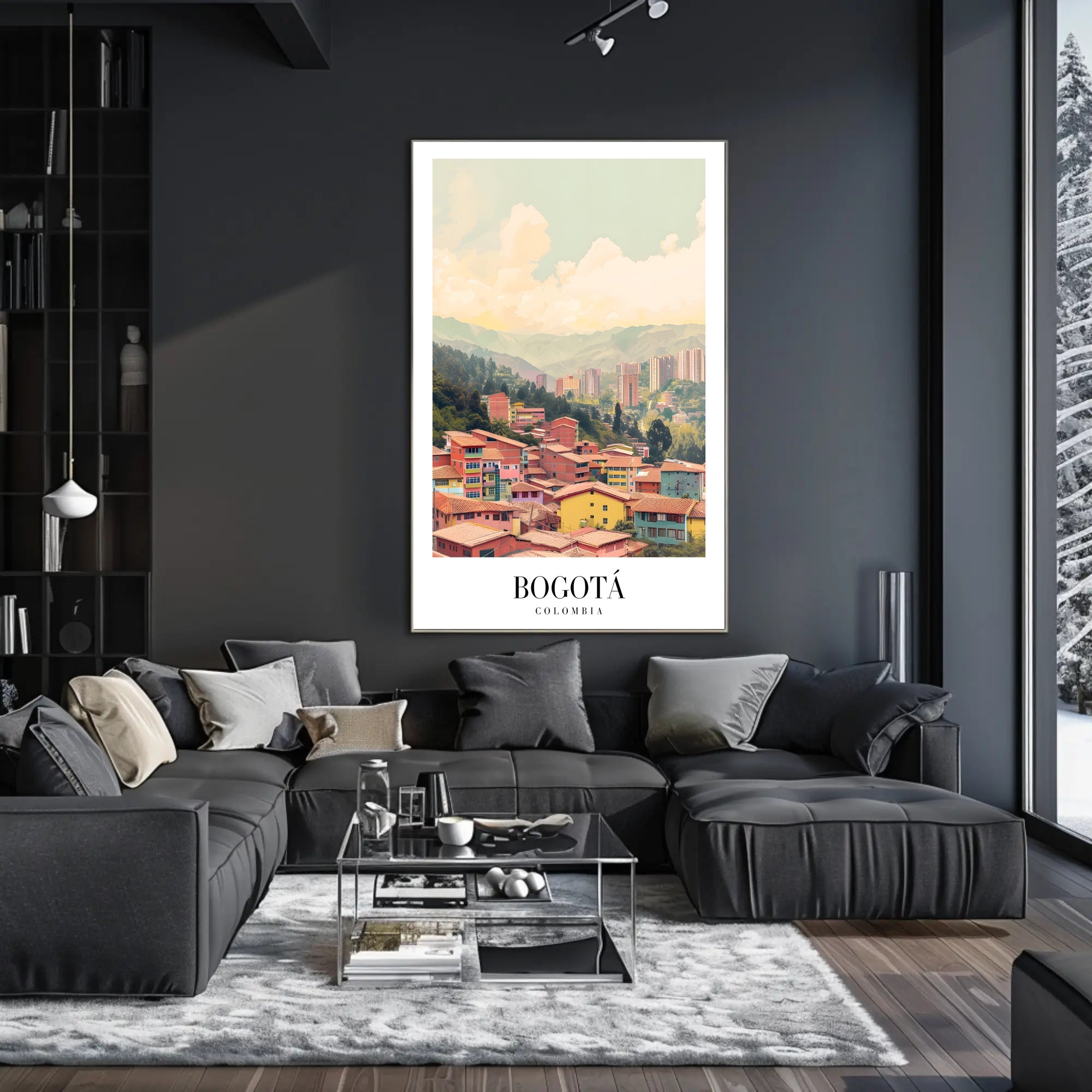 Bogotá's Vibrant Cityscape Against Green Mountains Urban Poster PosterGoat