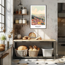 Bogotá's Vibrant Cityscape Against Green Mountains Urban Poster PosterGoat