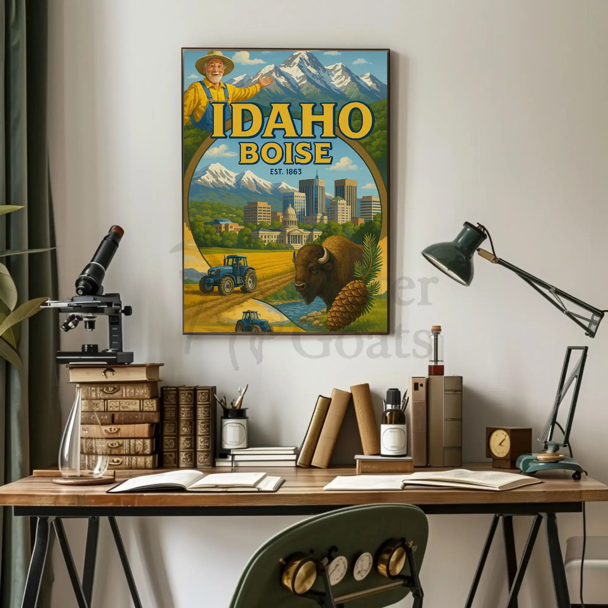 Boise Idaho Heritage Vintage Travel Poster PosterGoat