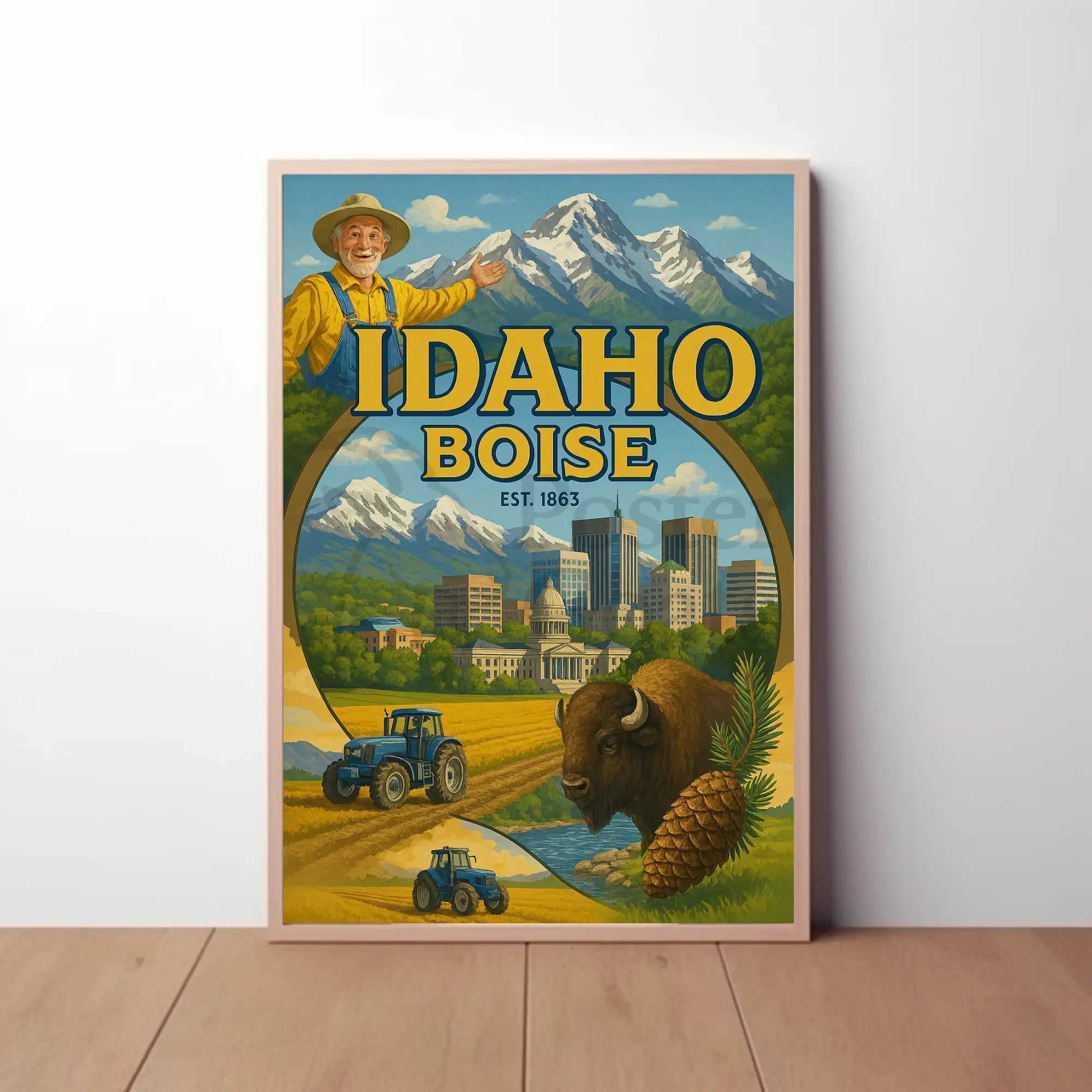 Boise Idaho Heritage Vintage Travel Poster PosterGoat