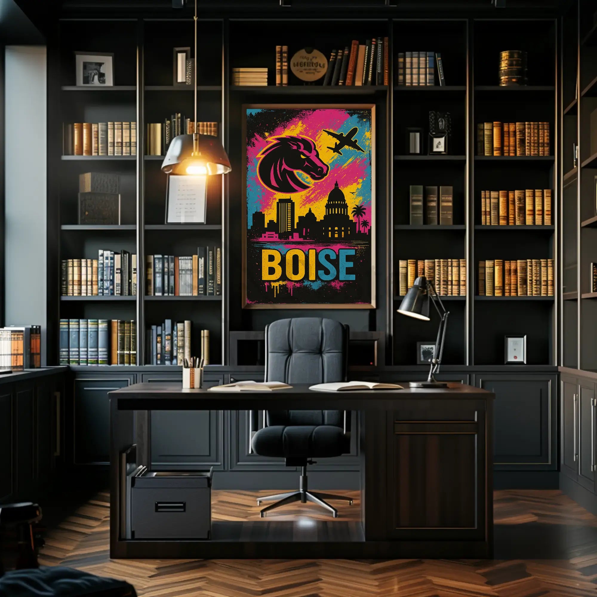 Boise Skyline Vibrant Urban Travel Poster PosterGoat