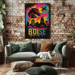 Boise Skyline Vibrant Urban Travel Poster PosterGoat