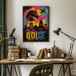 Boise Skyline Vibrant Urban Travel Poster PosterGoat