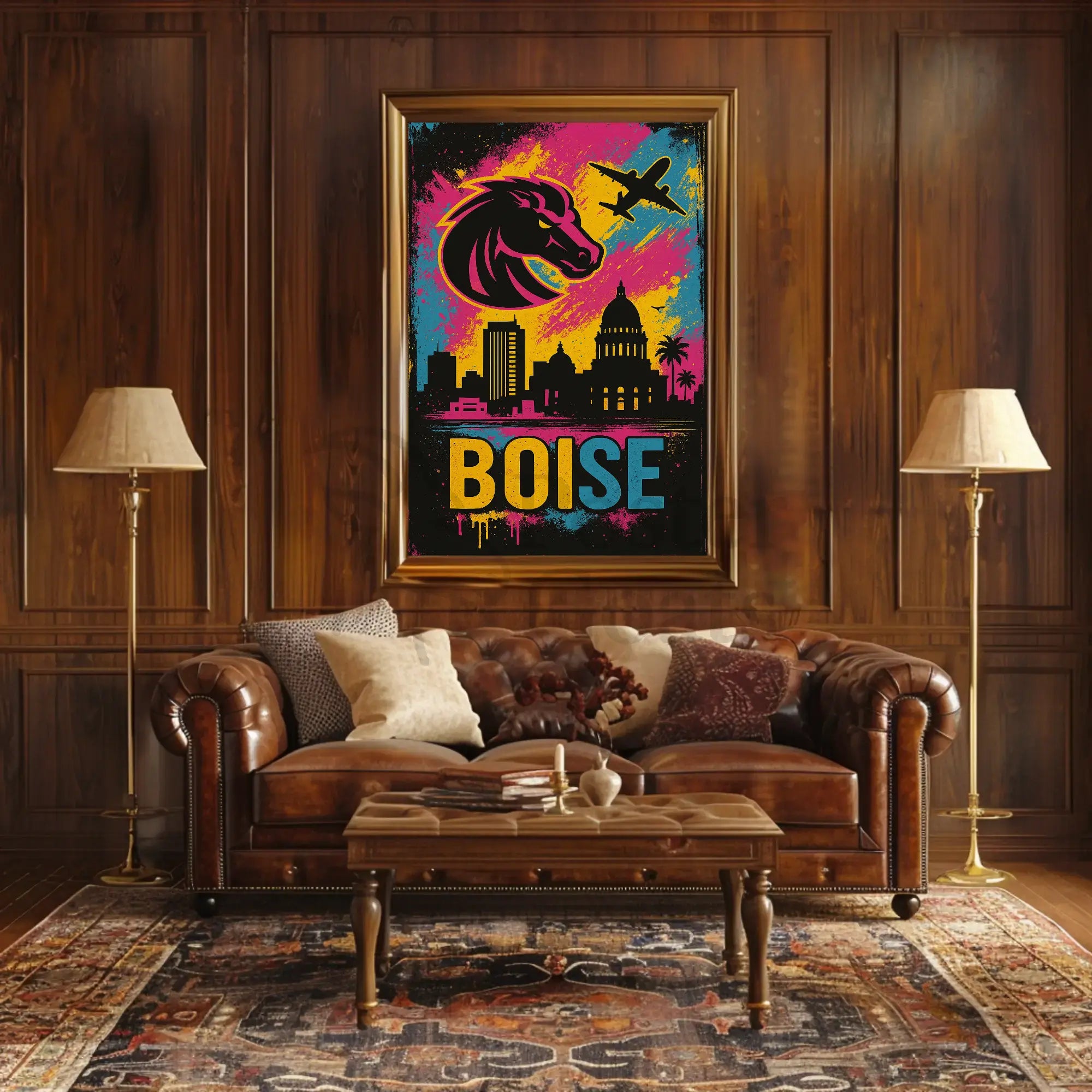 Boise Skyline Vibrant Urban Travel Poster PosterGoat