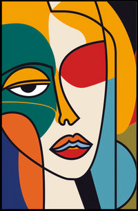 Bold Geometric Abstract Human Face Artistic Poster PosterGoat