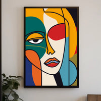 Bold Geometric Abstract Human Face Artistic Poster PosterGoat
