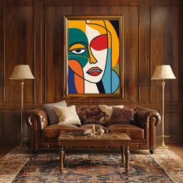 Bold Geometric Abstract Human Face Artistic Poster PosterGoat