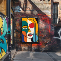 Bold Geometric Abstract Human Face Artistic Poster PosterGoat