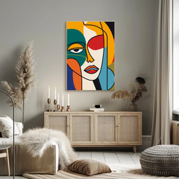 Bold Geometric Abstract Human Face Artistic Poster PosterGoat