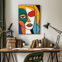 Bold Geometric Abstract Human Face Artistic Poster PosterGoat