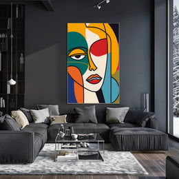 Bold Geometric Abstract Human Face Artistic Poster PosterGoat