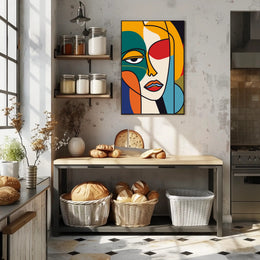 Bold Geometric Abstract Human Face Artistic Poster PosterGoat