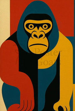 Bold Geometric Gorilla Art, Abstract Animal Poster PosterGoat