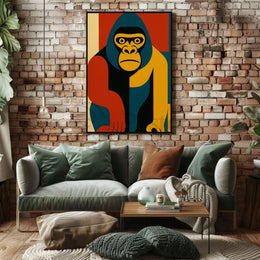 Bold Geometric Gorilla Art, Abstract Animal Poster PosterGoat
