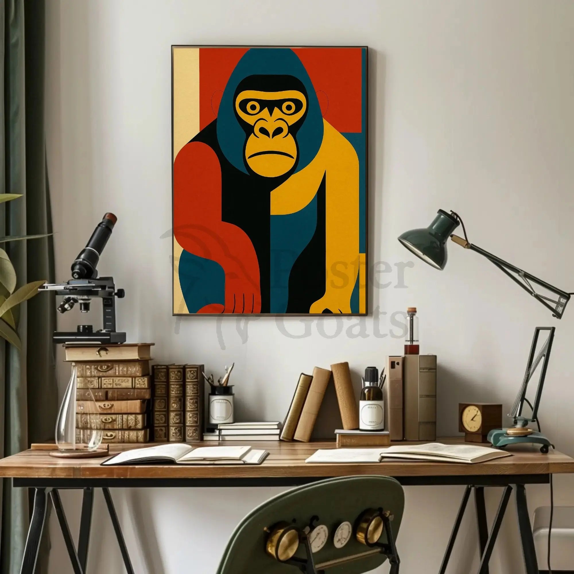 Bold Geometric Gorilla Art, Abstract Animal Poster PosterGoat