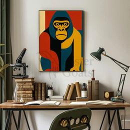 Bold Geometric Gorilla Art, Abstract Animal Poster PosterGoat