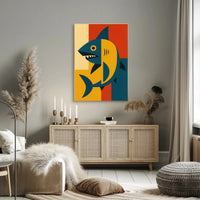 Bold Geometric Shark Art Print - Abstract, Artistic Poster PosterGoat