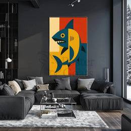 Bold Geometric Shark Art Print - Abstract, Artistic Poster PosterGoat