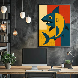 Bold Geometric Shark Art Print - Abstract, Artistic Poster PosterGoat