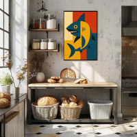 Bold Geometric Shark Art Print - Abstract, Artistic Poster PosterGoat