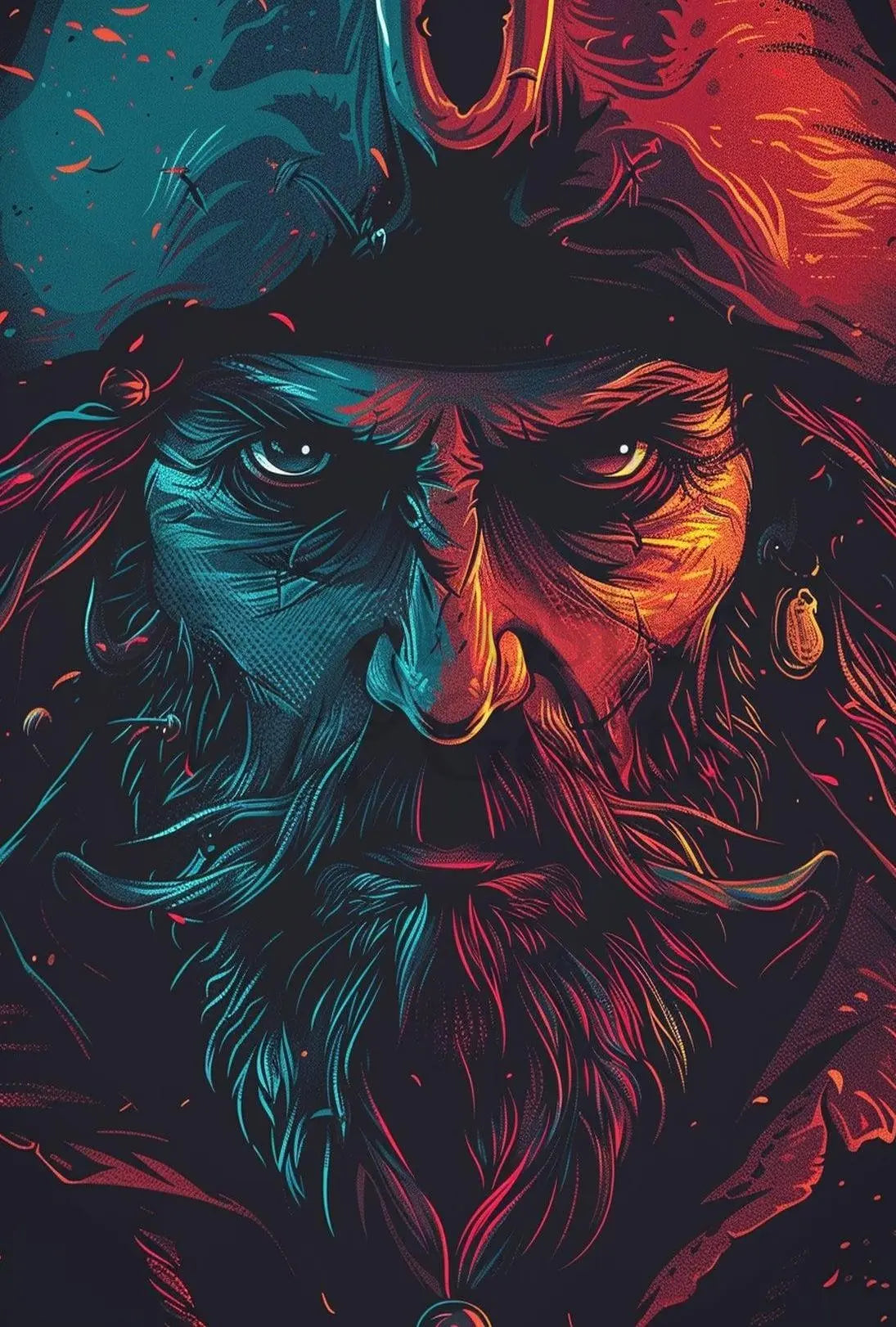 Bold Pirate Adventure in Artistic Pop Culture Poster PosterGoat